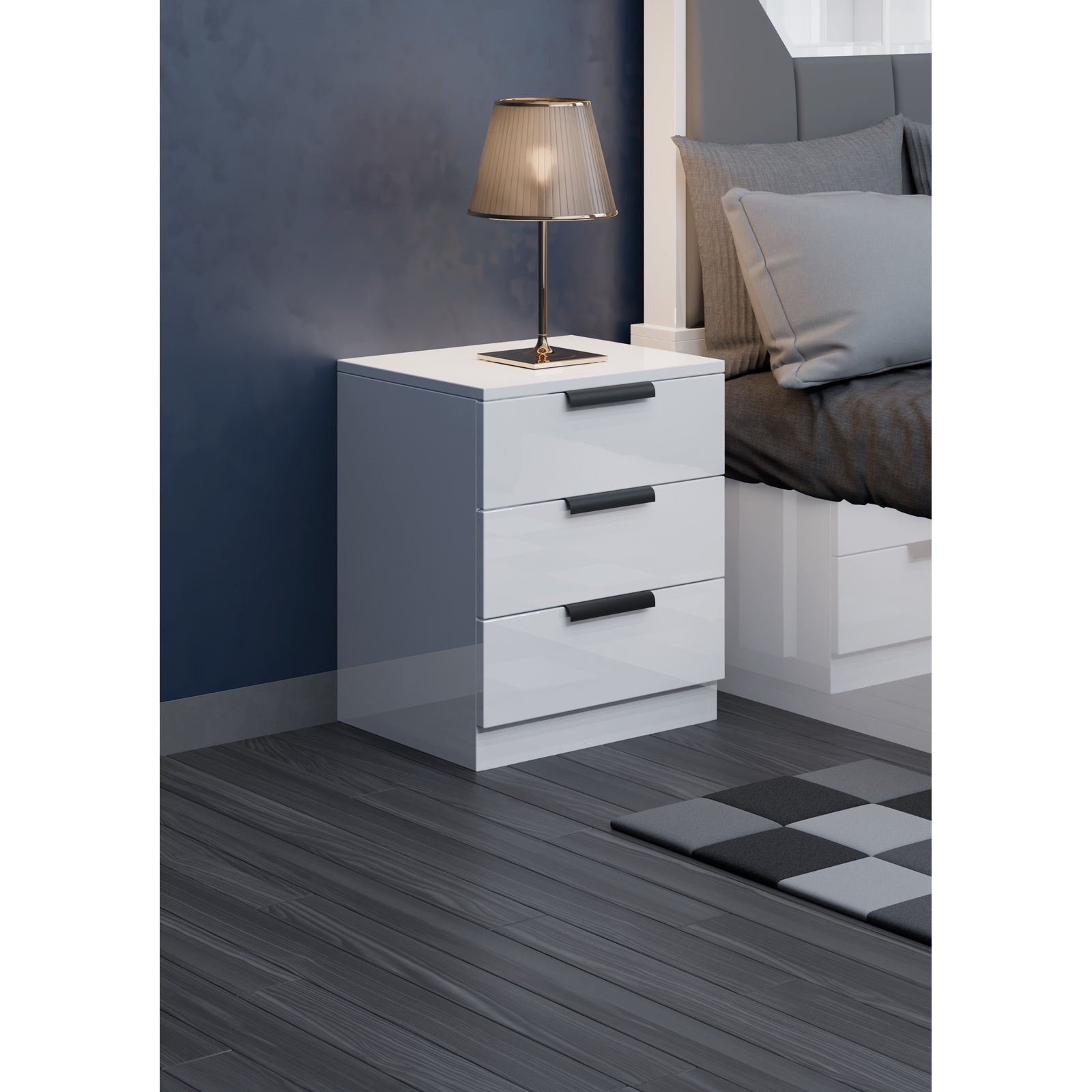Norvik High Gloss Bedside Table
