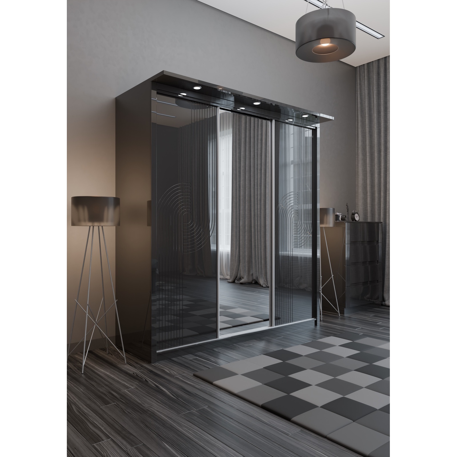 W07 High Gloss Wardrobe – Black