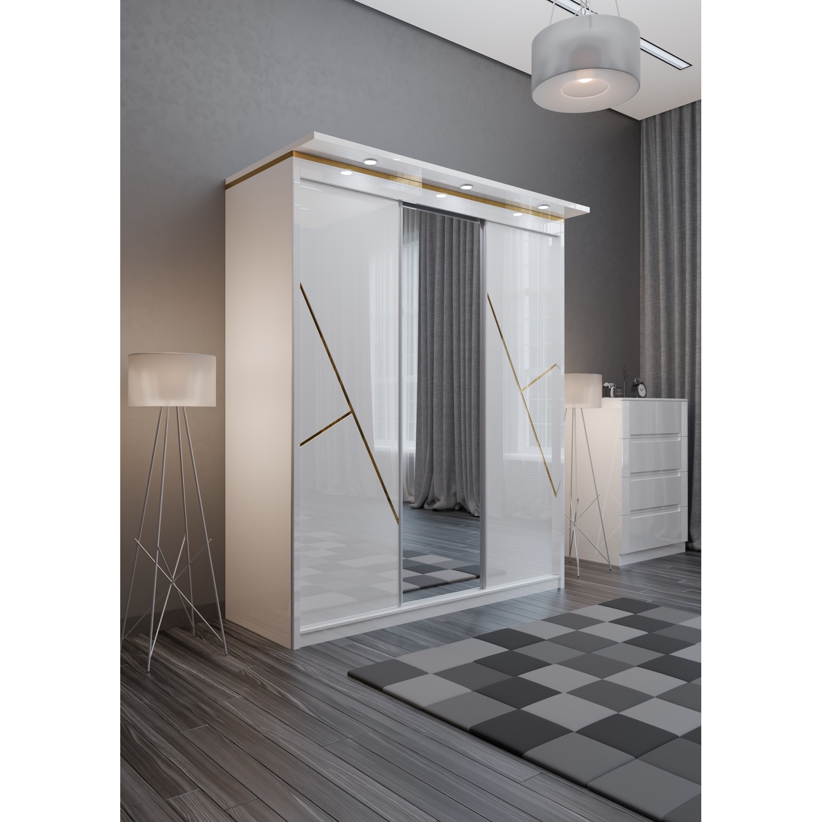 W10 High Gloss Wardrobe – White