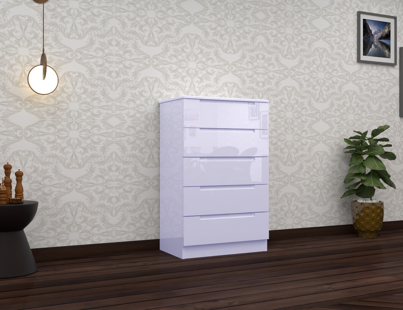Luna 5 Drawer High Gloss Chest
