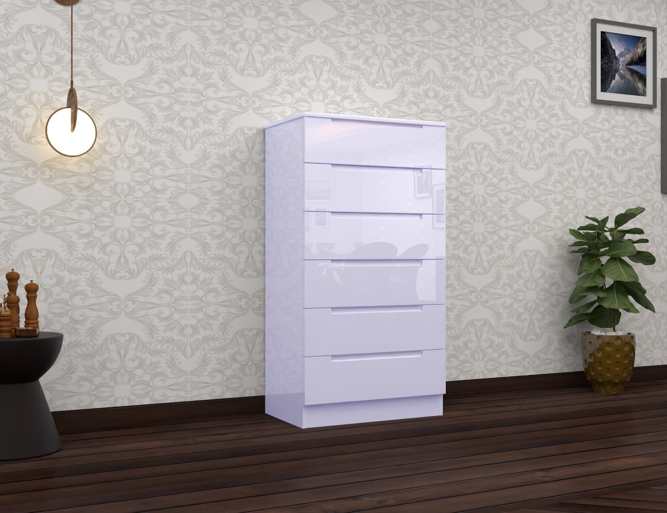 Luna 6 Drawer High Gloss Chest
