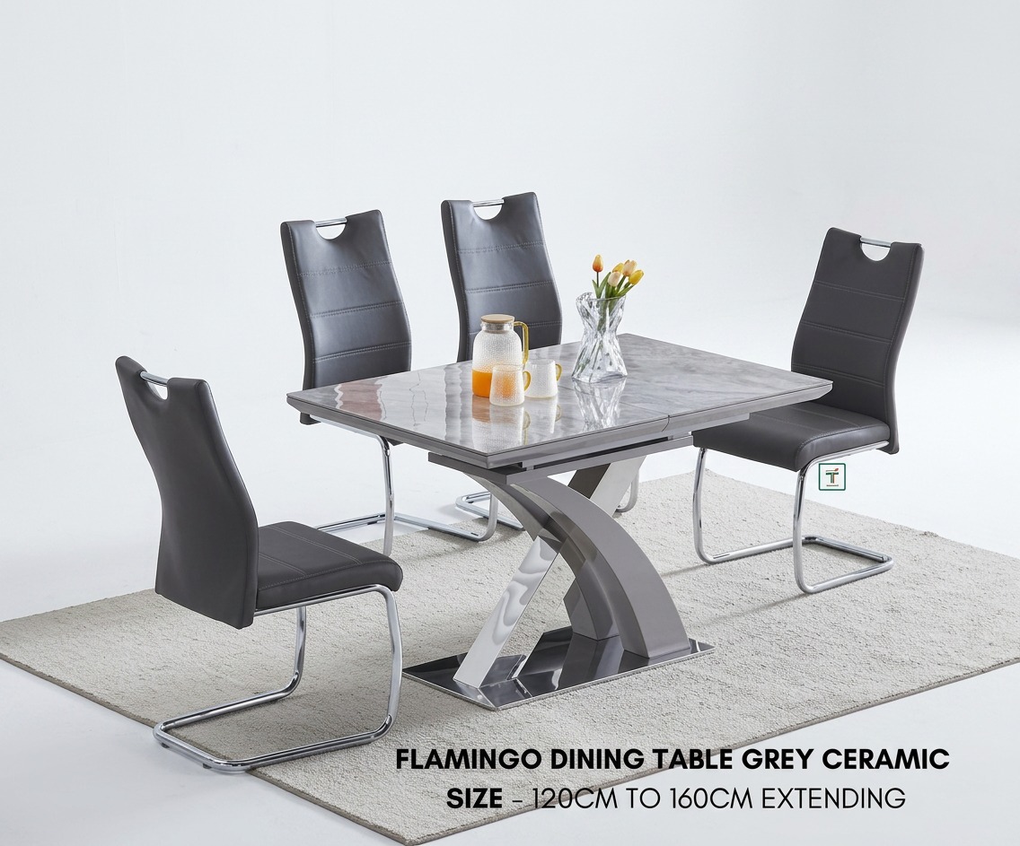 Flamingo Dining Table Grey Ceramic
