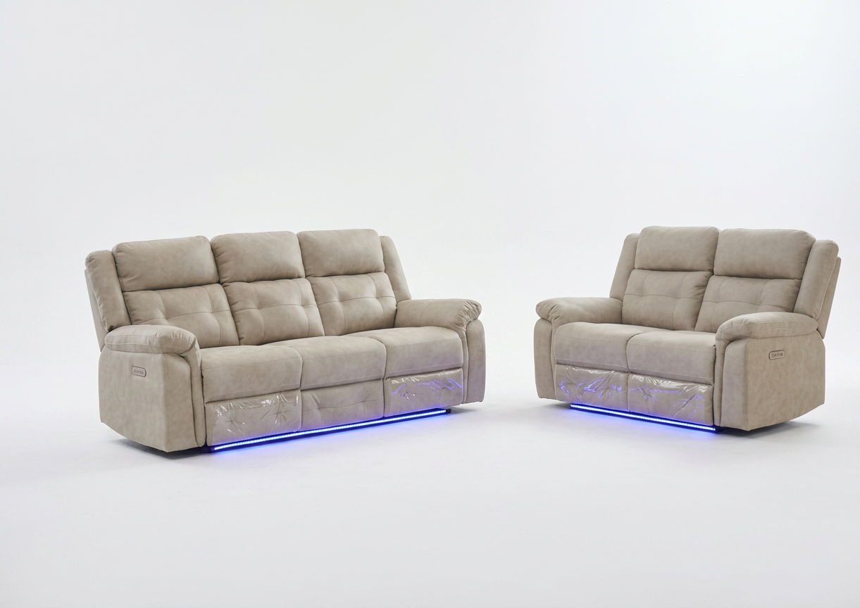 Foster Beige Electric Recliner Sofa