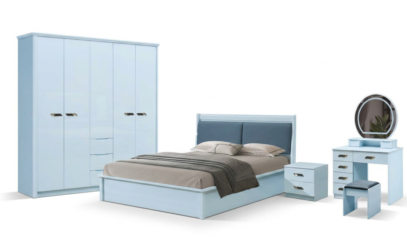 Louis High Gloss Bedroom Set With Storage Bed