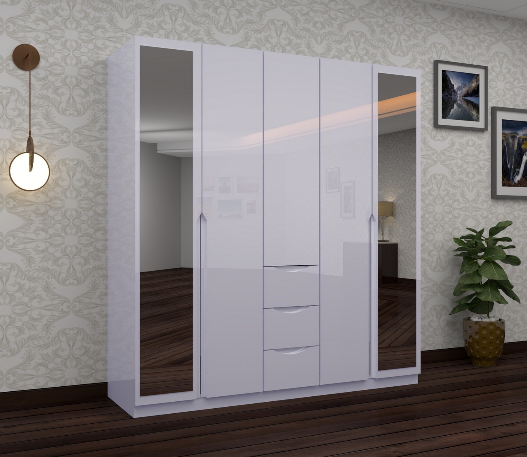 Miro 200cm High Gloss Wardrobe