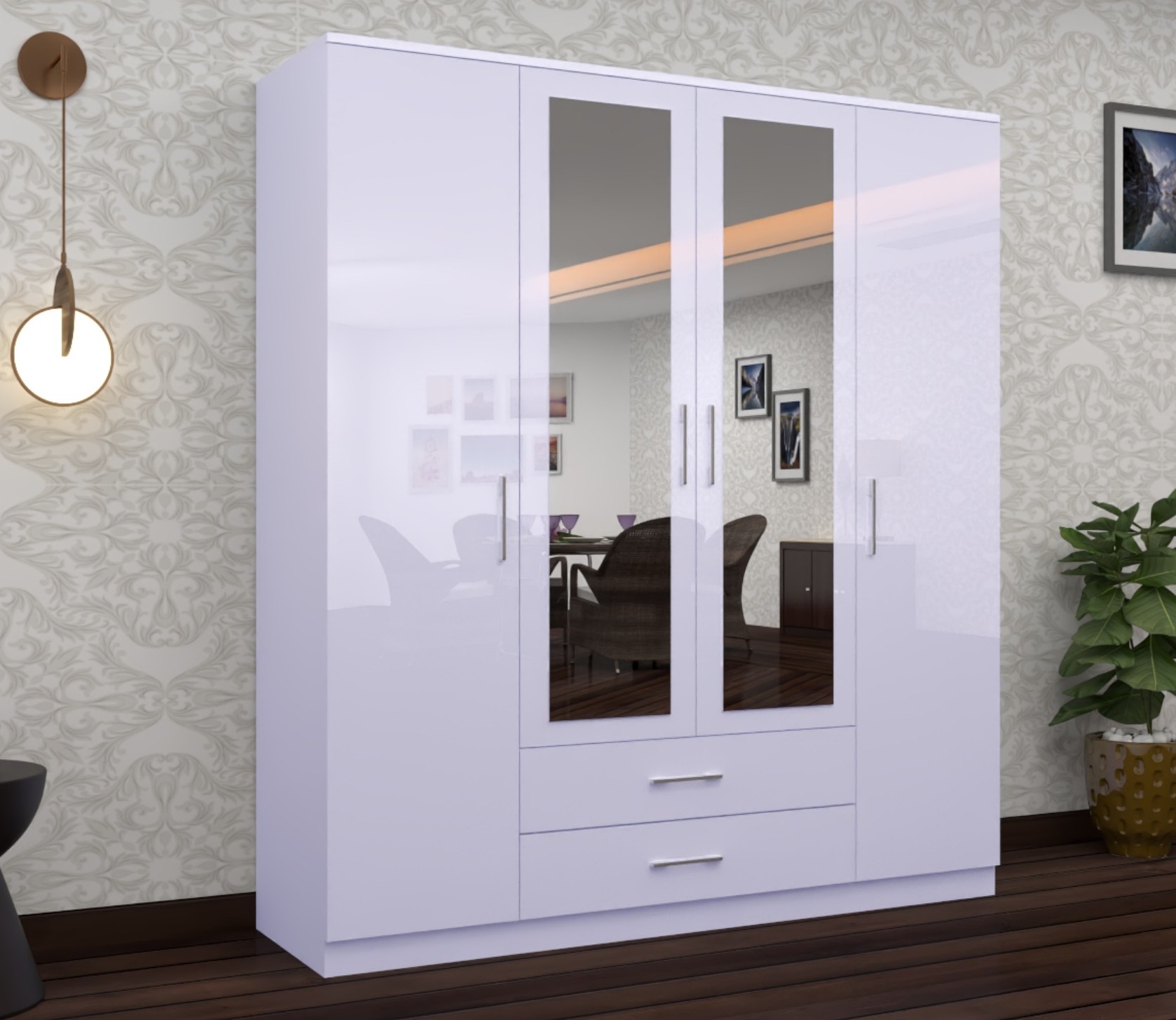 Oslo 4 Door High Gloss Wardrobe 160cm & 180cm