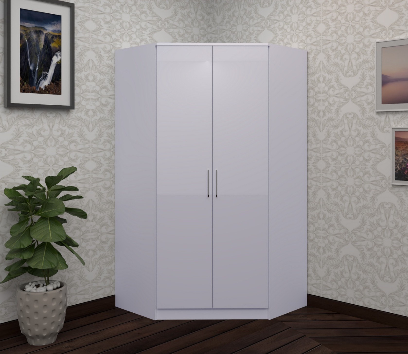 Oslo High Gloss Corner Wardrobe 107cm