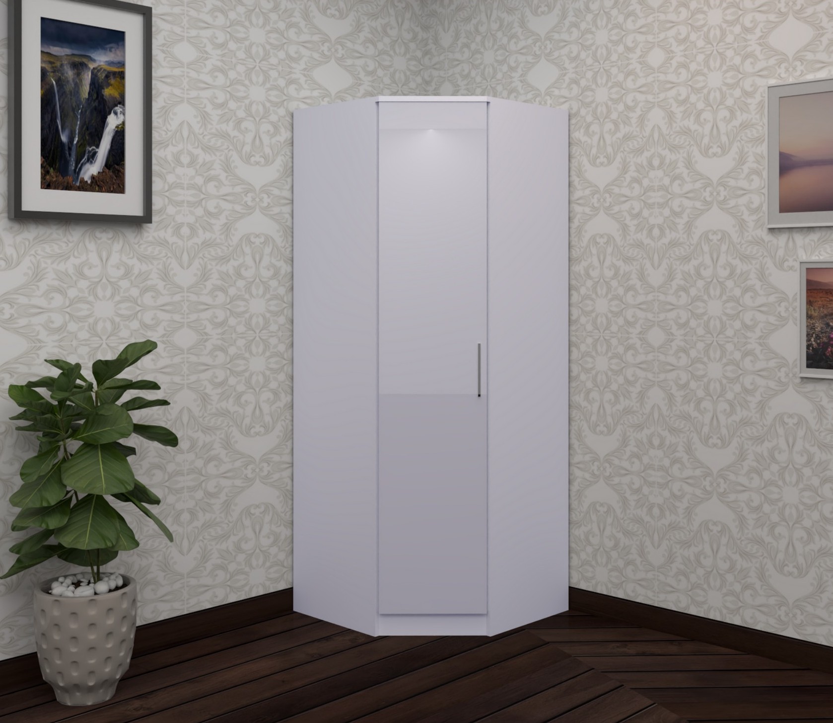 Oslo High Gloss Corner Wardrobe 78cm