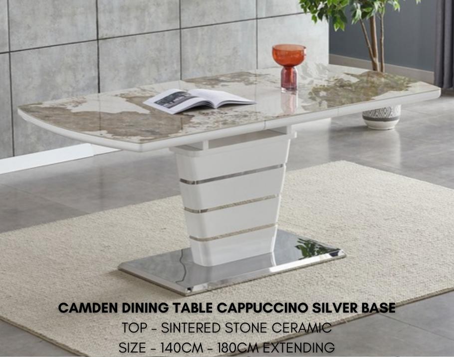Camden Dining Table Cappuccino Silver Base